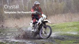  Presentation with racing - PPT layouts enhanced with motorcross-rider-racing-in-mud background and a gray colored foreground