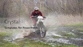  Presentation with rider - Beautiful PPT layouts featuring motorcross-rider-racing-in-mud backdrop and a light gray colored foreground