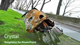  Presentation with burnt - Presentation with motorcycle accident - burnt scooter background and a tawny brown colored foreground