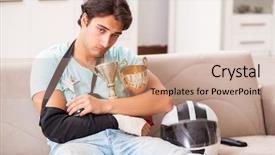  Presentation with motorsports motocross enduro rider - Cool new slides with motorcycle accident - injured motorbike rider recovering backdrop and a  colored foreground