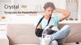  Presentation with rider - Slide deck consisting of motorcycle accident - injured motorbike rider recovering background and a  colored foreground