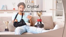  Presentation with rider - Amazing presentation design having motorcycle accident - injured motorbike rider recovering backdrop and a lemonade colored foreground