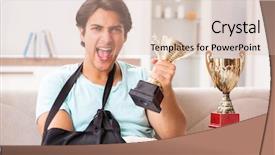  Presentation with rider - Audience pleasing PPT theme consisting of motorcycle accident - injured motorbike rider recovering backdrop and a lemonade colored foreground