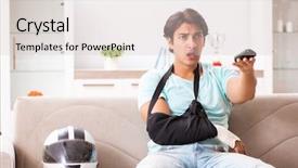  Presentation with rider - Beautiful PPT theme featuring motorcycle accident - injured motorbike rider recovering backdrop and a  colored foreground