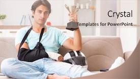  Presentation with rider - Cool new PPT theme with motorcycle accident - injured motorbike rider recovering backdrop and a lemonade colored foreground