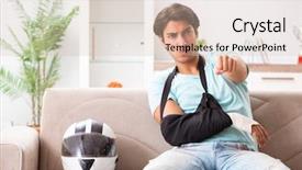  Presentation with rider - Slide set with motorcycle accident - injured motorbike rider recovering background and a  colored foreground