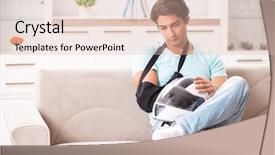  Presentation with rider - Amazing slide deck having motorcycle accident - injured motorbike rider recovering backdrop and a  colored foreground