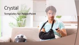  Presentation with rider - PPT theme with motorcycle accident - injured motorbike rider recovering background and a lemonade colored foreground