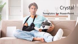  Presentation with motorbike - Presentation design consisting of motorcycle accident - injured motorbike rider recovering background and a lemonade colored foreground