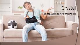  Presentation with rider - PPT theme with motorcycle accident - injured motorbike rider recovering background and a lemonade colored foreground