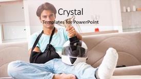  Presentation with rider - Amazing presentation design having motorcycle accident - injured motorbike rider recovering backdrop and a lemonade colored foreground