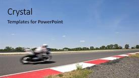  Presentation with motorsports - PPT theme having motorcycle accident - overview of a motorsports circuit background and a light blue colored foreground