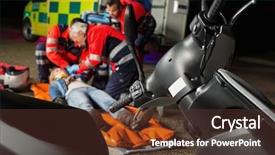  Presentation with motorbike - Slide deck featuring motorcycle accident - paramedical team helping injured motorbike background and a tawny brown colored foreground