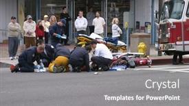  Presentation with accident - Audience pleasing theme consisting of close-up of an attractive simple white-faced clock with blue roman numerals over black time reads twelve fifty-two backdrop and a light gray colored foreground