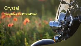  Presentation with poppy - Presentation having motorcycle-closeup-in-magic-sunset background and a tawny brown colored foreground