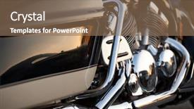  Presentation with motorcycle engine - Cool new PPT layouts with motorcycle design engine with exhaust backdrop and a coral colored foreground