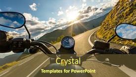  Presentation with motorcycle - Slides with motorcycle-driver-riding-in-alpine background and a tawny brown colored foreground