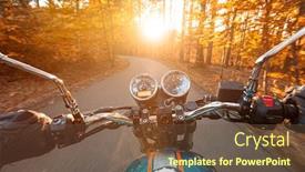  Presentation with driver - Colorful slide set enhanced with motorcycle-driver-riding-in-spring backdrop and a tawny brown colored foreground
