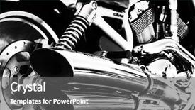  Presentation with motorcycle - Amazing presentation theme having motorcycle exhaust backdrop and a gray colored foreground