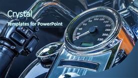  Presentation with honey bee closeup view - Audience pleasing theme consisting of motorcycle handlebar and speedometer closeup backdrop and a ocean colored foreground