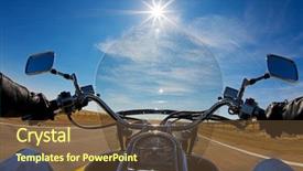  Presentation with country - Audience pleasing presentation theme consisting of motorcycle helmet - biker enjoying a ride backdrop and a tawny brown colored foreground