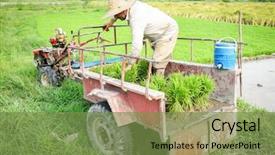  Presentation with coffee plantation coffee farm coffee - Slide deck having motorcycle manufacturing - old farmer working on rice background and a  colored foreground