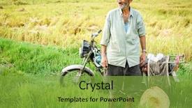 Presentation with manufacturing - Cool new PPT layouts with motorcycle manufacturing - old farmer working on rice backdrop and a  colored foreground