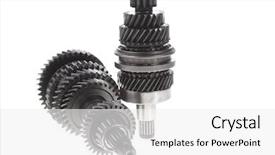  Presentation with motor - Colorful slide set enhanced with motorcycle manufacturing - real used motor steel gear backdrop and a white colored foreground