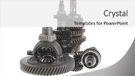  Presentation with automatic gear stick transmission - Cool new PPT theme with motorcycle manufacturing - real used motor steel gear backdrop and a  colored foreground