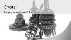  Presentation with motor - Theme consisting of motorcycle manufacturing - real used motor steel gear background and a  colored foreground
