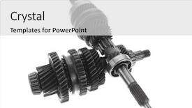  Presentation with motor - PPT theme enhanced with motorcycle manufacturing - real used motor steel gear background and a  colored foreground