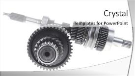  Presentation with ac motor - Colorful presentation theme enhanced with motorcycle manufacturing - real used motor steel gear backdrop and a white colored foreground