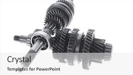  Presentation with motor industry - Amazing PPT layouts having motorcycle manufacturing - real used motor steel gear backdrop and a  colored foreground