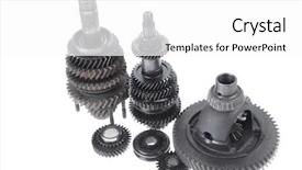  Presentation with motor - Cool new slide deck with motorcycle manufacturing - real used motor steel gear backdrop and a  colored foreground