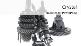  Presentation with automatic gear stick transmission - Presentation theme enhanced with motorcycle manufacturing - real used motor steel gear background and a white colored foreground