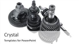  Presentation with motor - Theme having motorcycle manufacturing - real used motor steel gear background and a  colored foreground