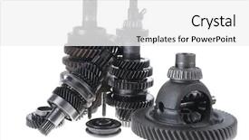  Presentation with motor grader - Theme having motorcycle manufacturing - real used motor steel gear background and a  colored foreground