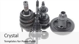  Presentation with motor - Slide set consisting of motorcycle manufacturing - real used motor steel gear background and a  colored foreground