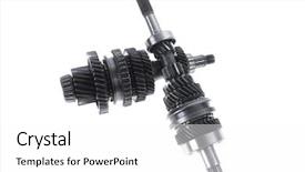  Presentation with motor - PPT theme featuring motorcycle manufacturing - real used motor steel gear background and a  colored foreground