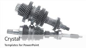  Presentation with automatic gear stick transmission - Audience pleasing slide set consisting of motorcycle manufacturing - real used motor steel gear backdrop and a  colored foreground