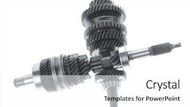  Presentation with motor industry - Cool new PPT theme with motorcycle manufacturing - real used motor steel gear backdrop and a  colored foreground