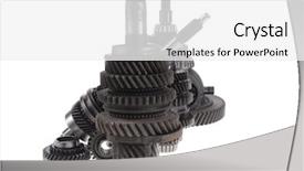  Presentation with motor - Theme enhanced with motorcycle manufacturing - real used motor steel gear background and a white colored foreground