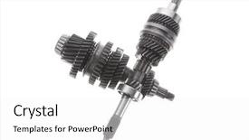  Presentation with arduino motor - PPT theme featuring motorcycle manufacturing - real used motor steel gear background and a  colored foreground