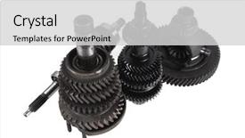  Presentation with automatic gear stick transmission - Audience pleasing slides consisting of motorcycle manufacturing - real used motor steel gear backdrop and a light gray colored foreground