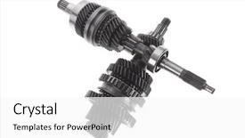  Presentation with motor - Cool new PPT layouts with motorcycle manufacturing - real used motor steel gear backdrop and a white colored foreground