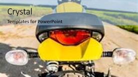  Presentation with motorcycle - Audience pleasing theme consisting of motorcycle on the road back view backdrop and a light blue colored foreground