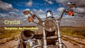  Presentation with scoopy motorcycle - Amazing slide deck having motorcycle-on-the-road backdrop and a tawny brown colored foreground