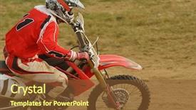  Presentation with motocross - Colorful presentation theme enhanced with motorcycle racing - motocross bike in a race backdrop and a tawny brown colored foreground