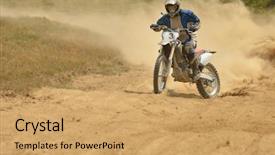  Presentation with bike speed - Presentation theme having motorcycle racing - motocross bike in a race background and a coral colored foreground