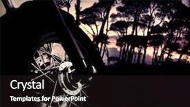  Presentation with motorbike - Cool new theme with motorcycle racing - motorbike wheel over forest sunset backdrop and a wine colored foreground